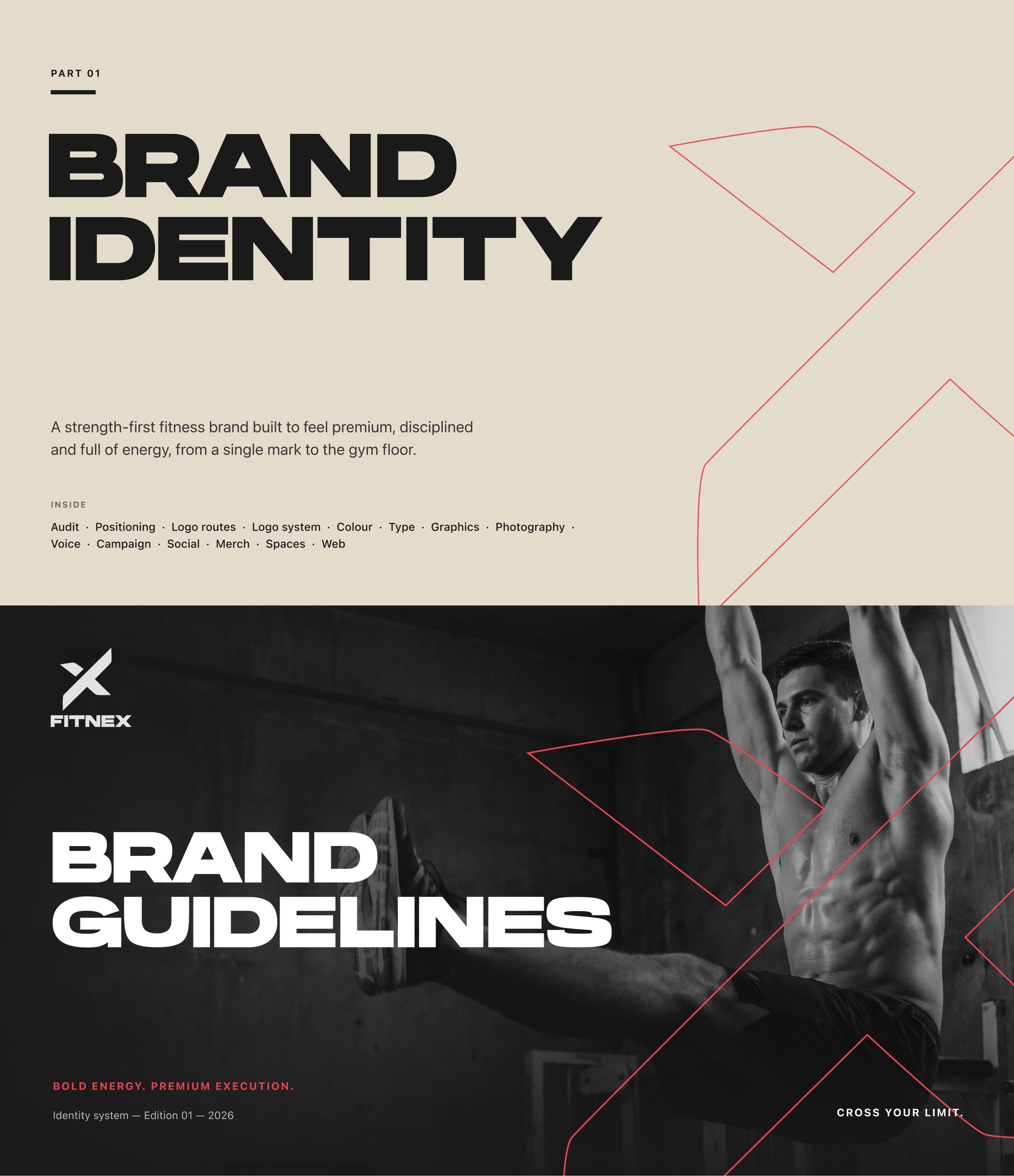 Part 01 cover: Fitnex brand identity and brand guidelines.