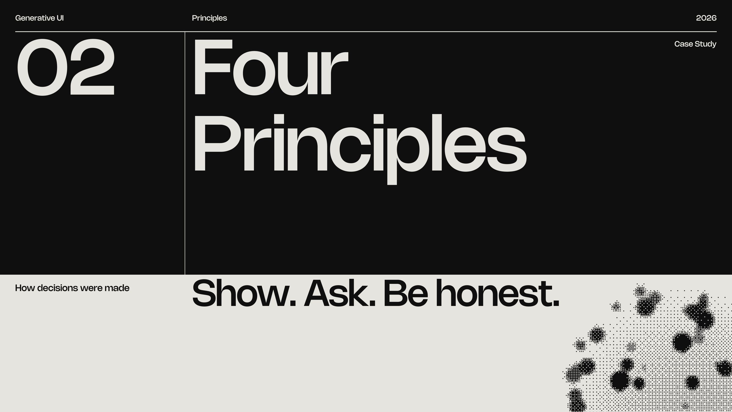 Four principles: Show. Ask. Be honest.