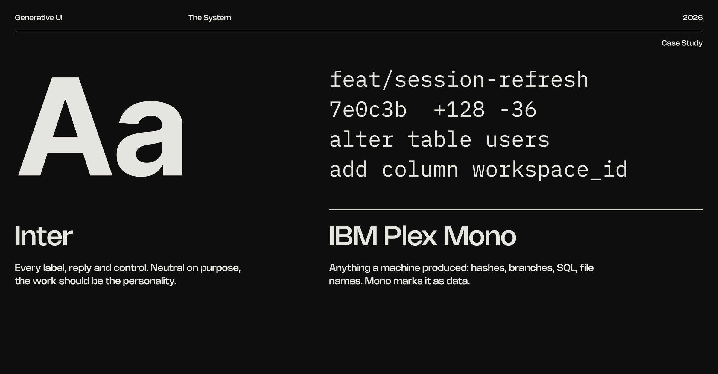 Type: Inter and IBM Plex Mono