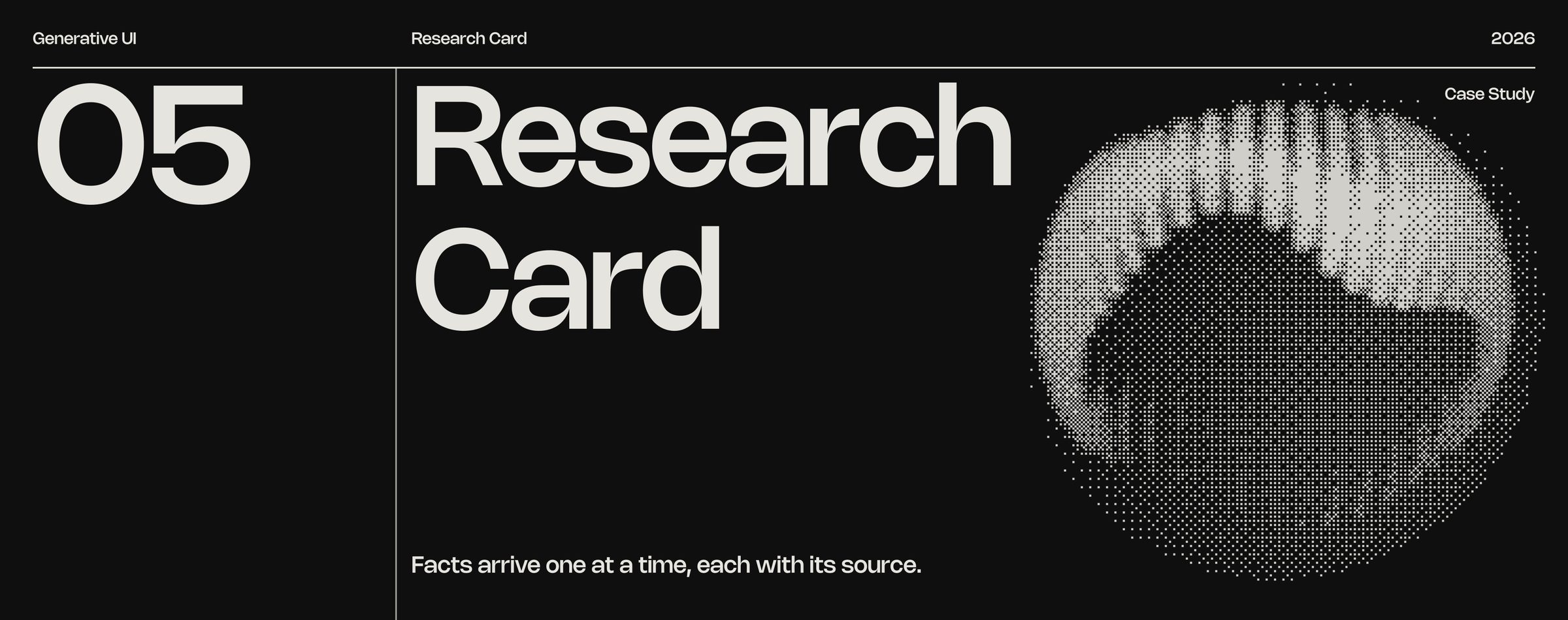 Research Card: Facts arrive one at a time, each with its source.