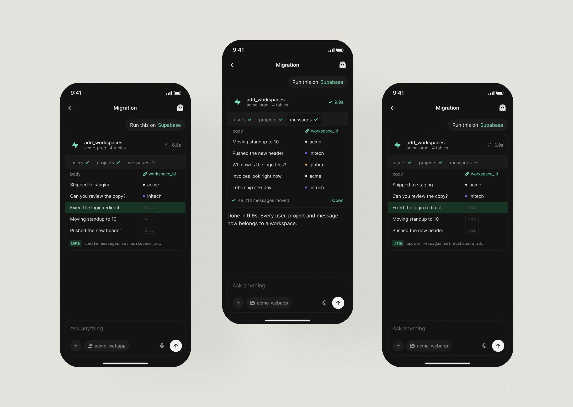 Database Migration: mobile: Database Migration on mobile