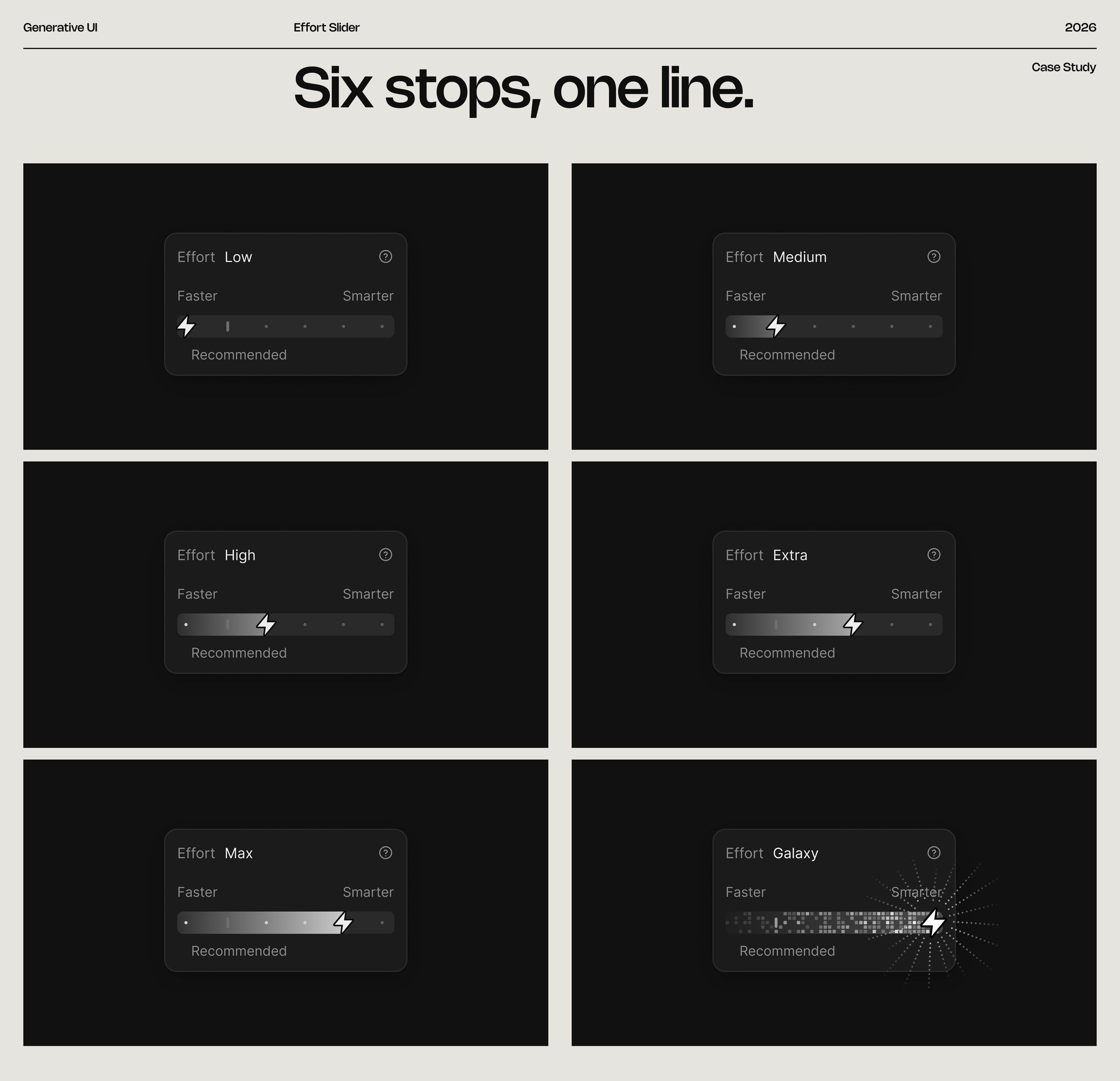 Effort Slider: states: Six stops, one line.